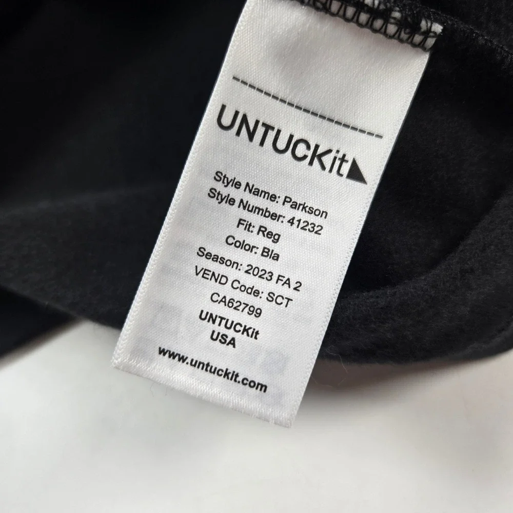 UNTUCKit Parkson Pullover Mens Small Black Snap Mock Neck Fleece Lined 41232 NEW